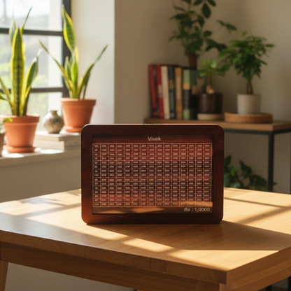 Wooden Money Saving Box – ₹1,00,000 Savings Challenge | Premium Home Savings Planner