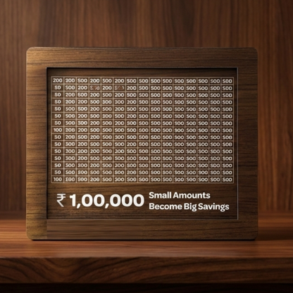 Wooden Money Saving Box – ₹1,00,000 Savings Challenge | Premium Home Savings Planner